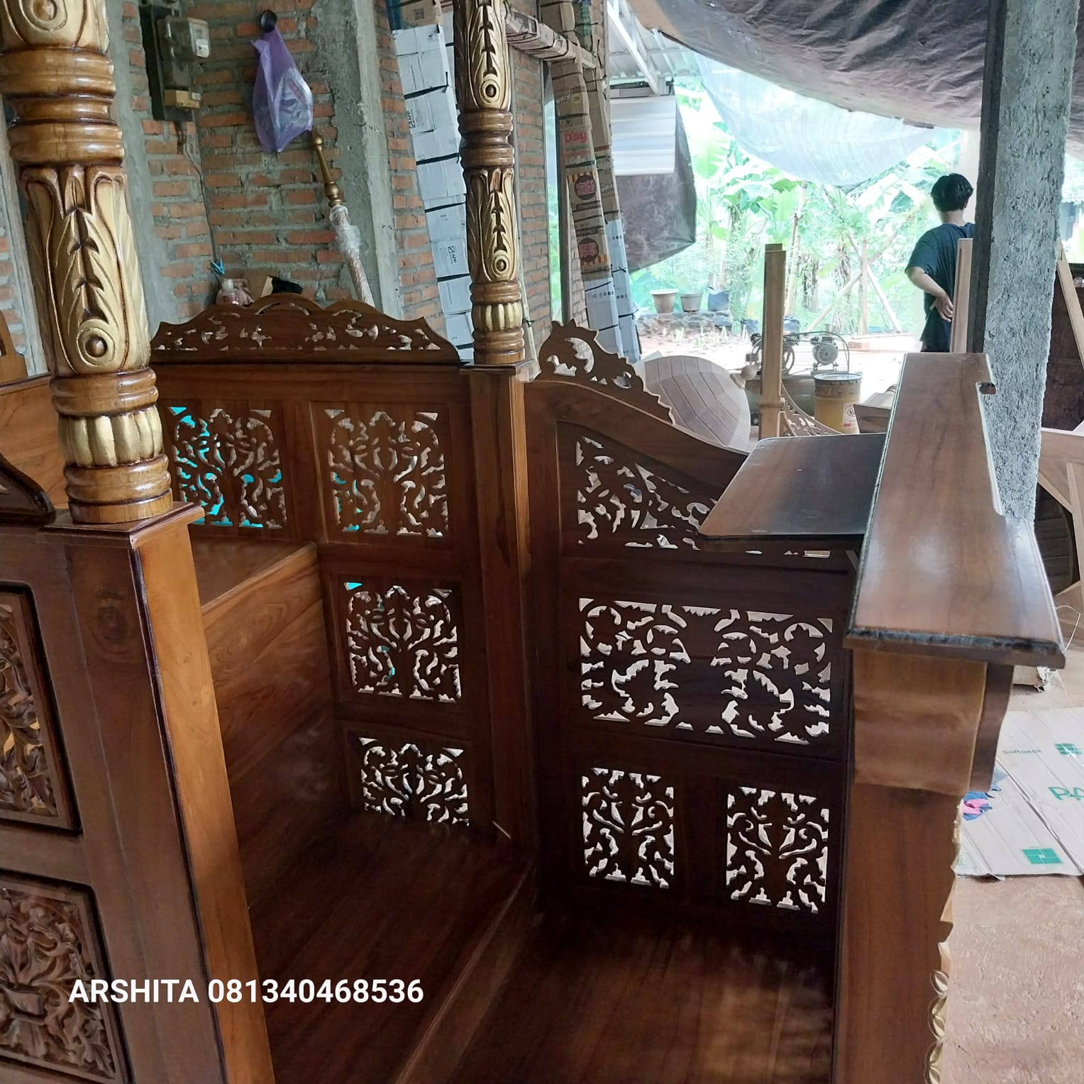 Mimbar Masjid Kanopi Pintu samping 100x150x270cm