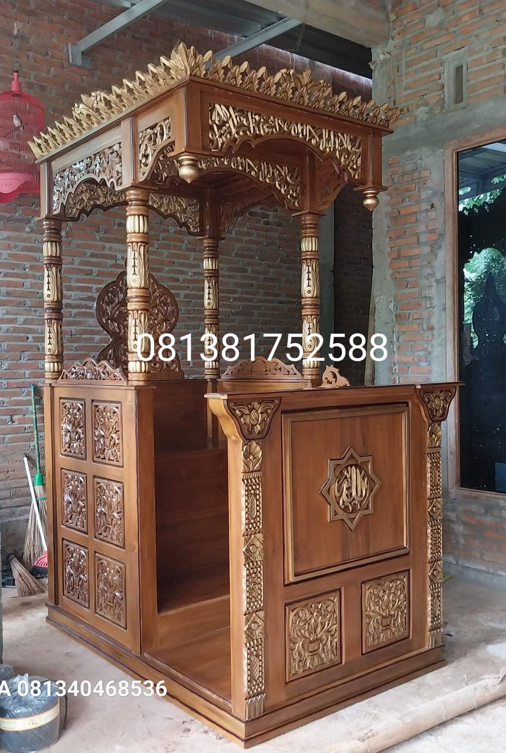 Mimbar Masjid Kanopi Pintu samping 100x150x270cm