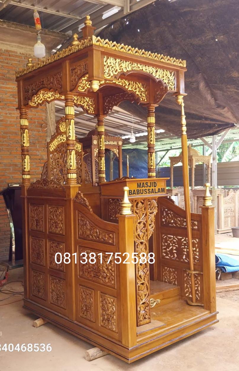 Mimbar Masjid Kubah Pintu Depan Kanopi Podium Minimalis 100x150x280cm