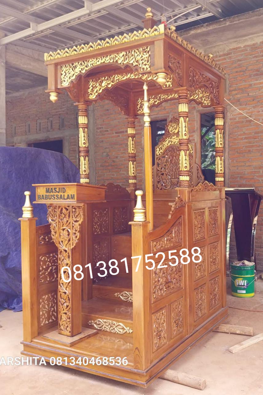 Mimbar Masjid Kubah Pintu Depan Kanopi Podium Minimalis 100x150x280cm